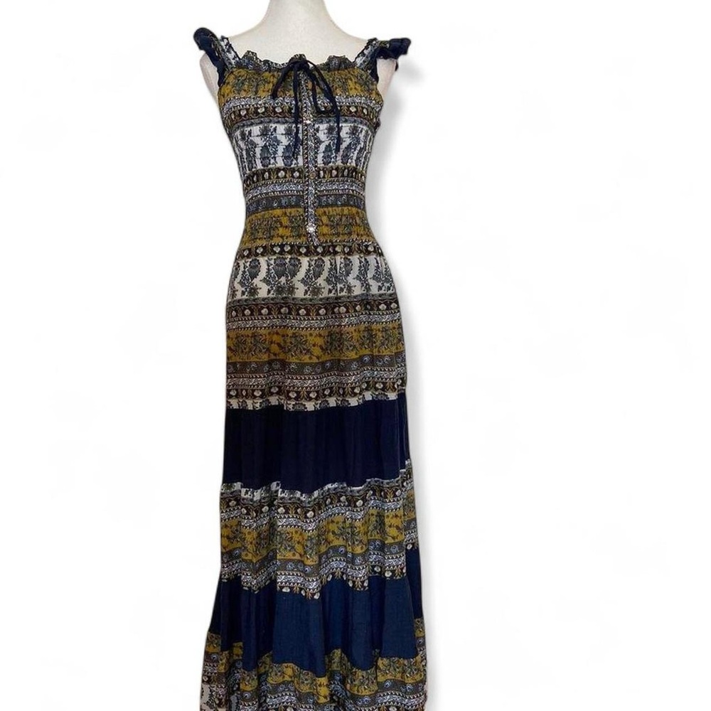Elegant Navy and Gold Maxi Dress